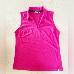 Lady Hagen Pink Fuchsia Scalloped VNeck Sleeveless Tank Top Size Medium